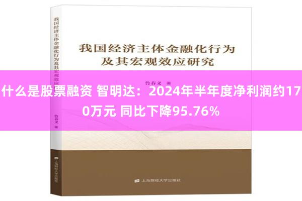 什么是股票融资 智明达：2024年半年度净利润约170万元 同比下降95.76%